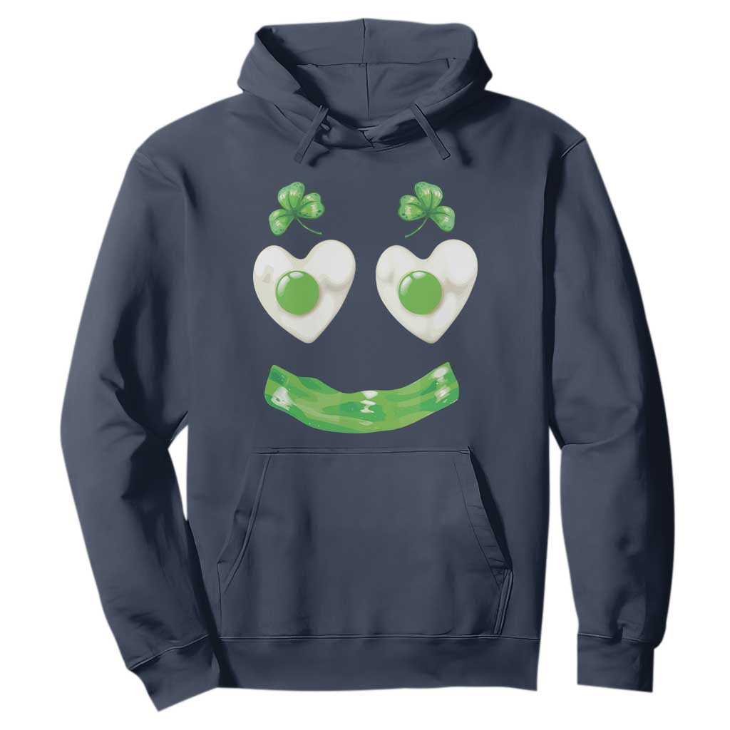 Funny Irish St Patricks Day Shamrock Hoodie Green Eggs Smile Brunch Breakfast TS10 Navy Print Your Wear