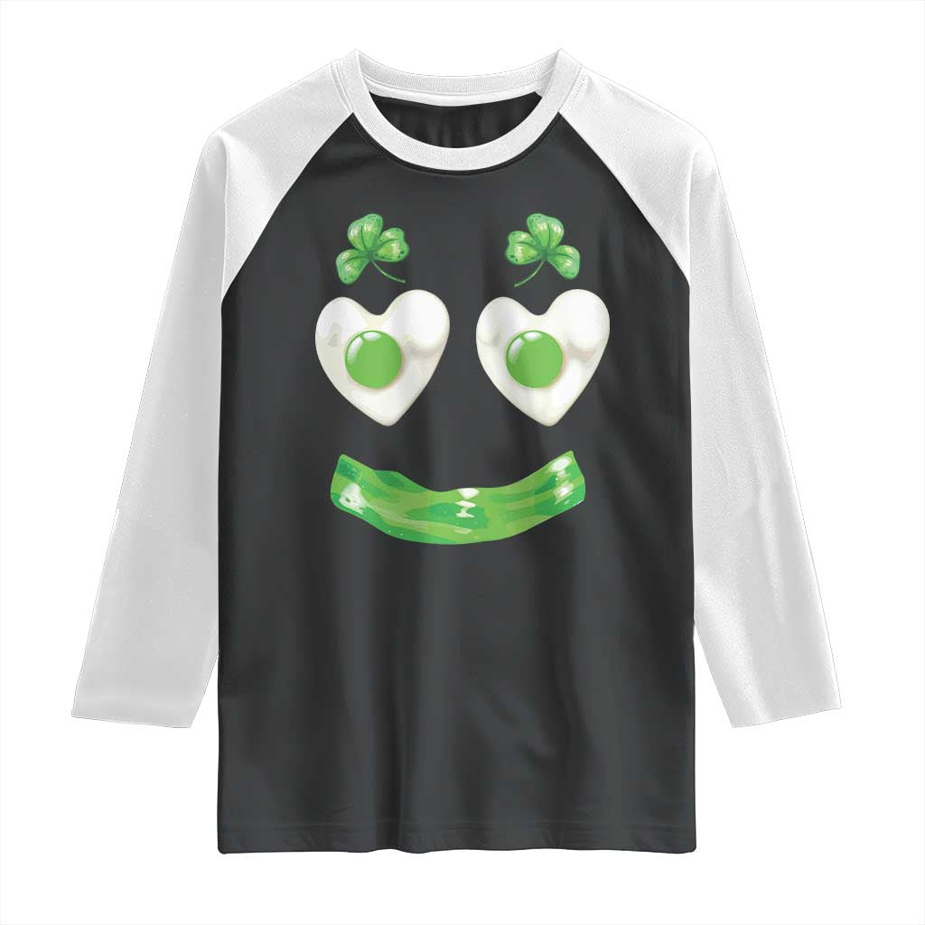 Funny Irish St Patricks Day Shamrock Raglan Shirt Green Eggs Smile Brunch Breakfast TS10 Black White Print Your Wear