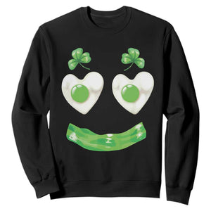 Funny Irish St Patricks Day Shamrock Sweatshirt Green Eggs Smile Brunch Breakfast TS10 Black Print Your Wear