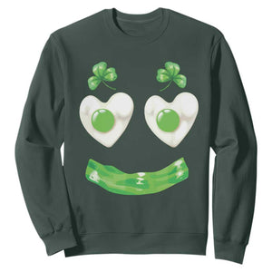 Funny Irish St Patricks Day Shamrock Sweatshirt Green Eggs Smile Brunch Breakfast TS10 Dark Forest Green Print Your Wear