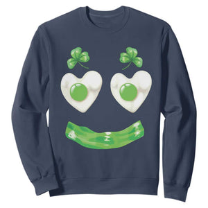 Funny Irish St Patricks Day Shamrock Sweatshirt Green Eggs Smile Brunch Breakfast TS10 Navy Print Your Wear