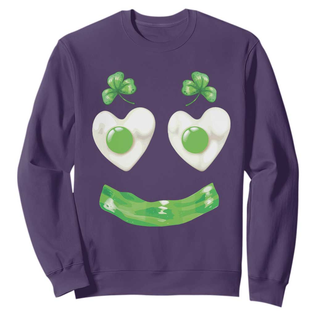 Funny Irish St Patricks Day Shamrock Sweatshirt Green Eggs Smile Brunch Breakfast TS10 Purple Print Your Wear
