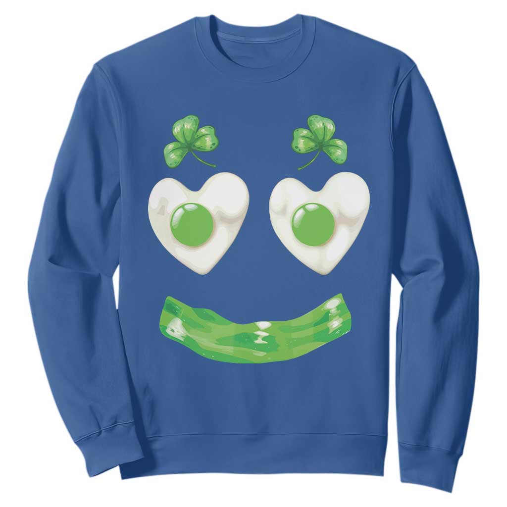 Funny Irish St Patricks Day Shamrock Sweatshirt Green Eggs Smile Brunch Breakfast TS10 Royal Blue Print Your Wear