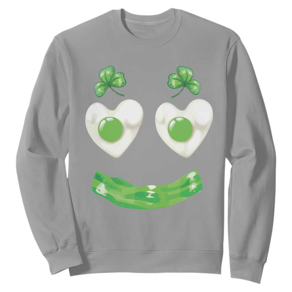 Funny Irish St Patricks Day Shamrock Sweatshirt Green Eggs Smile Brunch Breakfast TS10 Sport Gray Print Your Wear