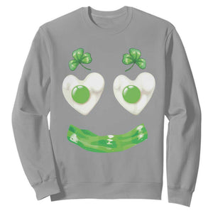 Funny Irish St Patricks Day Shamrock Sweatshirt Green Eggs Smile Brunch Breakfast TS10 Sport Gray Print Your Wear