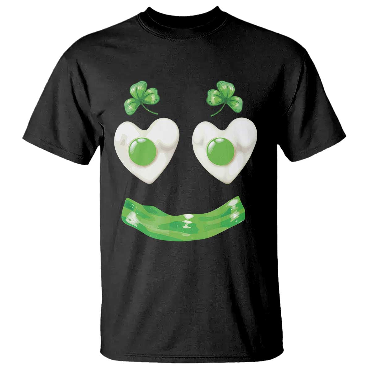 Funny Irish St Patricks Day Shamrock T Shirt Green Eggs Smile Brunch Breakfast TS10 Black Print Your Wear