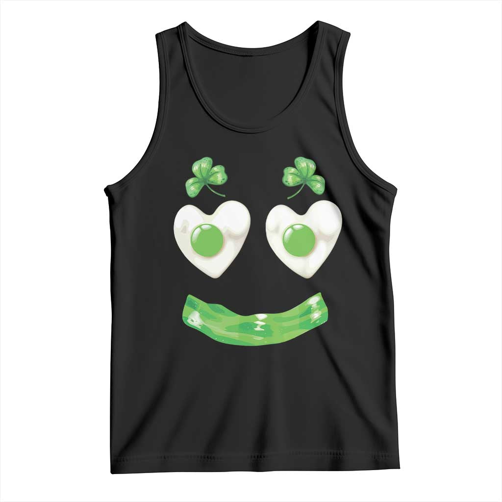 Funny Irish St Patricks Day Shamrock Tank Top Green Eggs Smile Brunch Breakfast TS10 Black Print Your Wear