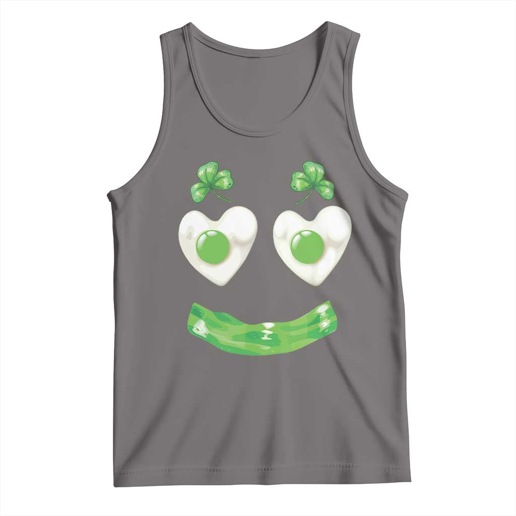 Funny Irish St Patricks Day Shamrock Tank Top Green Eggs Smile Brunch Breakfast TS10 Deep Heather Print Your Wear