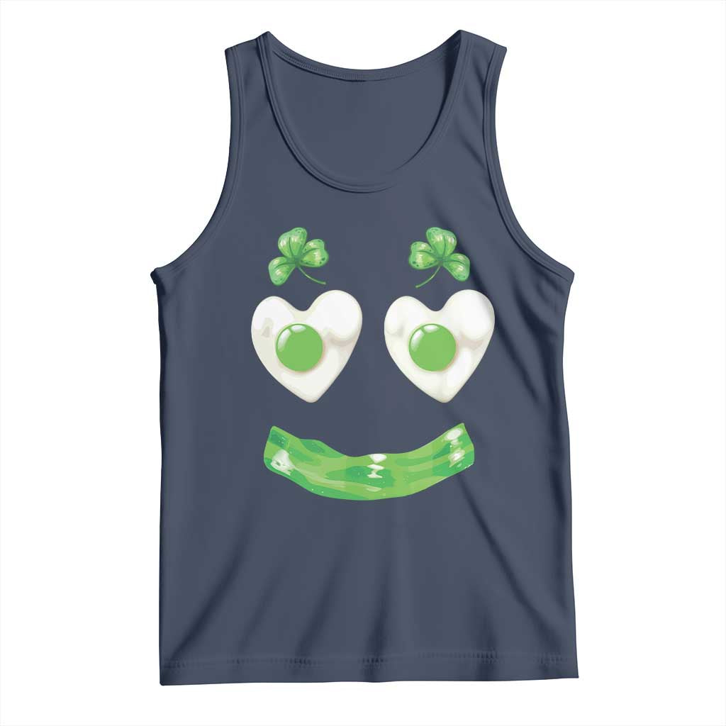 Funny Irish St Patricks Day Shamrock Tank Top Green Eggs Smile Brunch Breakfast TS10 Navy Print Your Wear