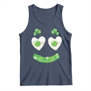 Funny Irish St Patricks Day Shamrock Tank Top Green Eggs Smile Brunch Breakfast TS10 Navy Print Your Wear