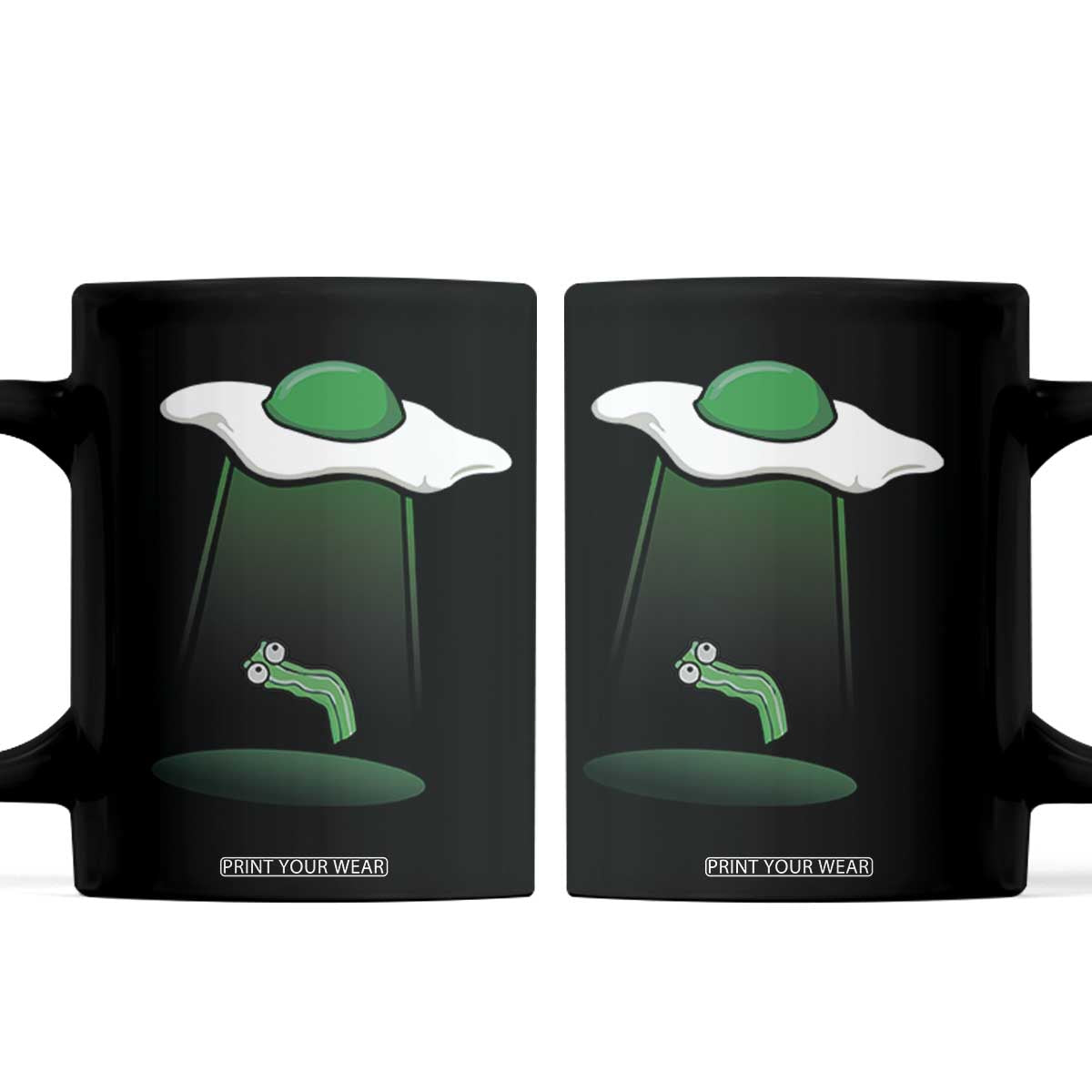 Funny Irish St Patricks Day Coffee Mug UFO Egg Bacon Abduction Funny TS10 Black Print Your Wear
