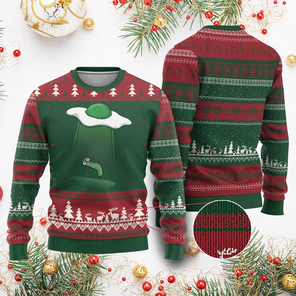 Funny Irish St Patricks Day Ugly Christmas Sweater UFO Egg Bacon Abduction Funny TS10 Red Green Print Your Wear
