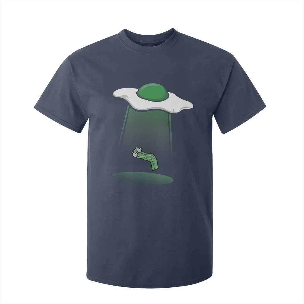Funny Irish St Patricks Day T Shirt For Kid UFO Egg Bacon Abduction Funny TS10 Navy Print Your Wear