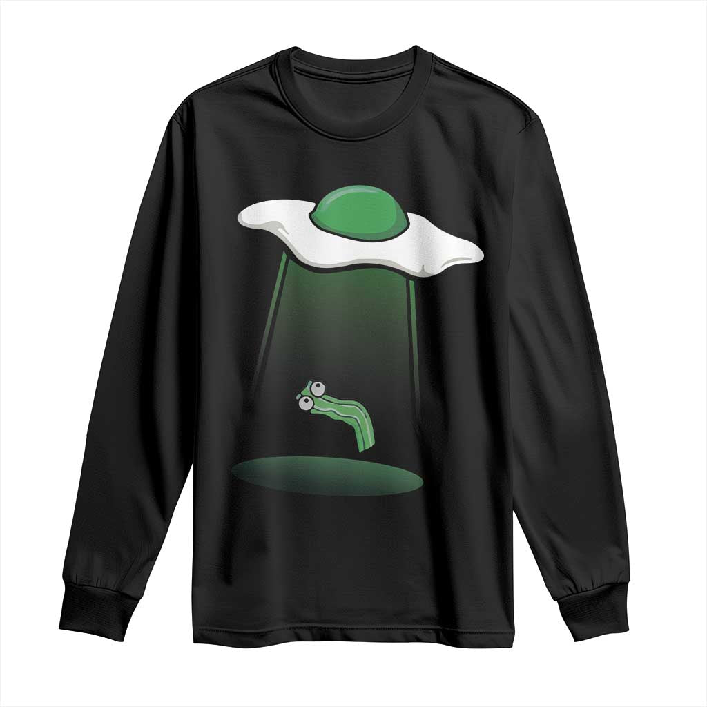 Funny Irish St Patricks Day Long Sleeve Shirt UFO Egg Bacon Abduction Funny TS10 Black Print Your Wear