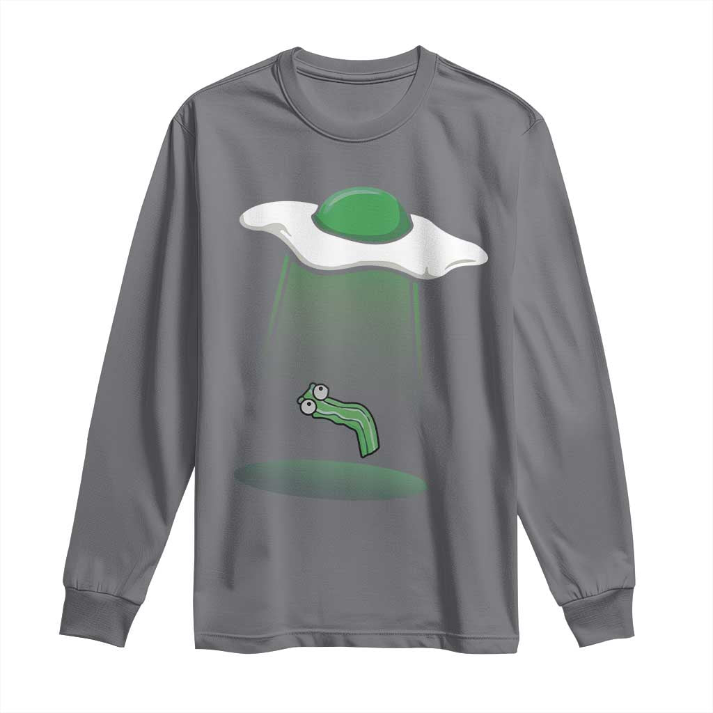 Funny Irish St Patricks Day Long Sleeve Shirt UFO Egg Bacon Abduction Funny TS10 Charcoal Print Your Wear
