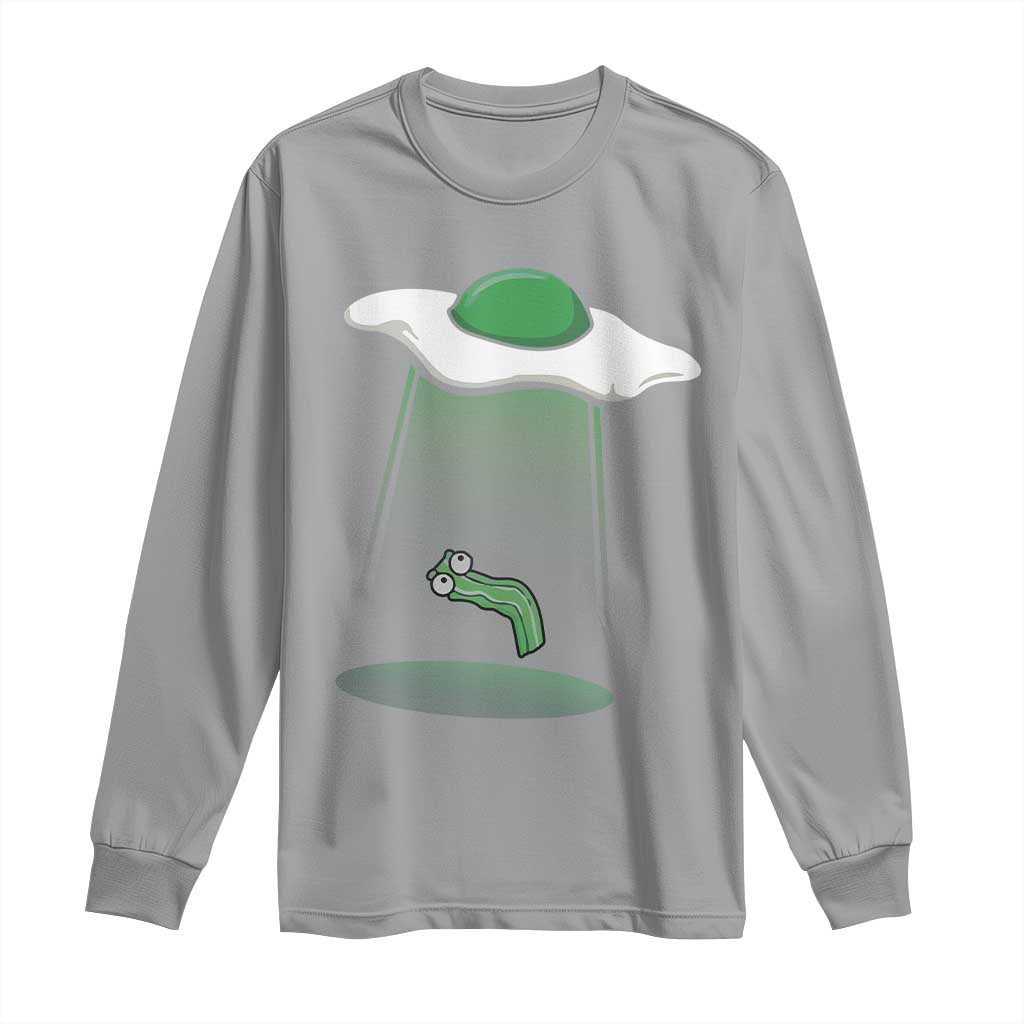 Funny Irish St Patricks Day Long Sleeve Shirt UFO Egg Bacon Abduction Funny TS10 Sport Gray Print Your Wear