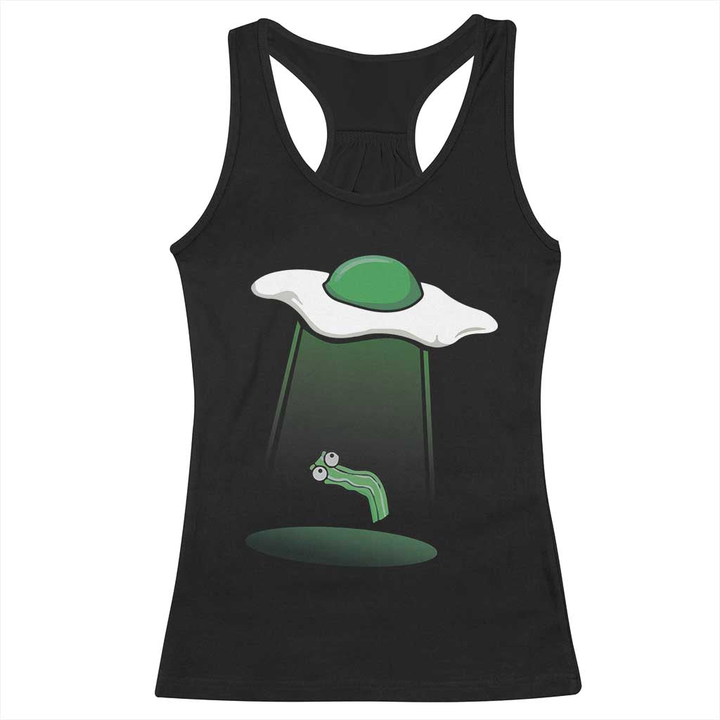 Funny Irish St Patricks Day Racerback Tank Top UFO Egg Bacon Abduction Funny TS10 Black Print Your Wear