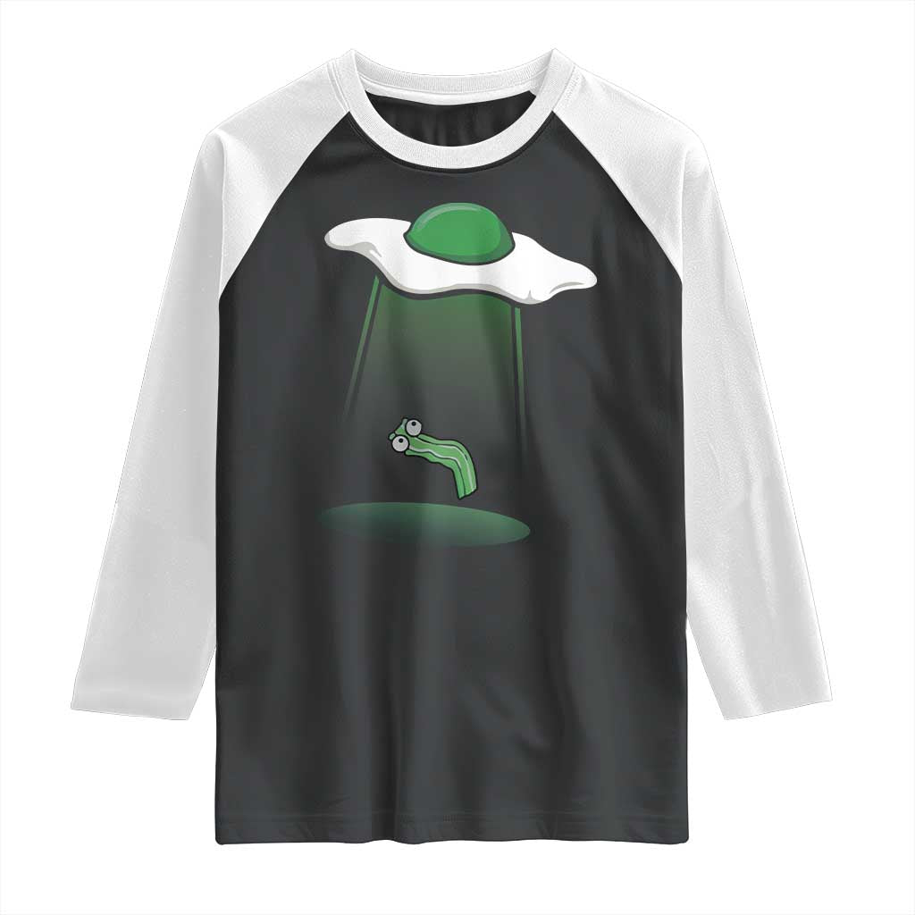 Funny Irish St Patricks Day Raglan Shirt UFO Egg Bacon Abduction Funny TS10 Black White Print Your Wear