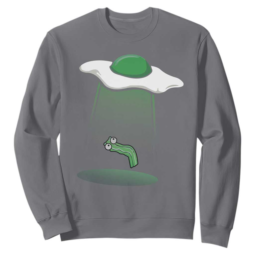 Funny Irish St Patricks Day Sweatshirt UFO Egg Bacon Abduction Funny TS10 Charcoal Print Your Wear