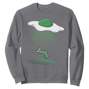 Funny Irish St Patricks Day Sweatshirt UFO Egg Bacon Abduction Funny TS10 Charcoal Print Your Wear