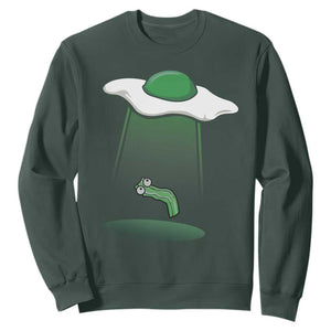 Funny Irish St Patricks Day Sweatshirt UFO Egg Bacon Abduction Funny TS10 Dark Forest Green Print Your Wear