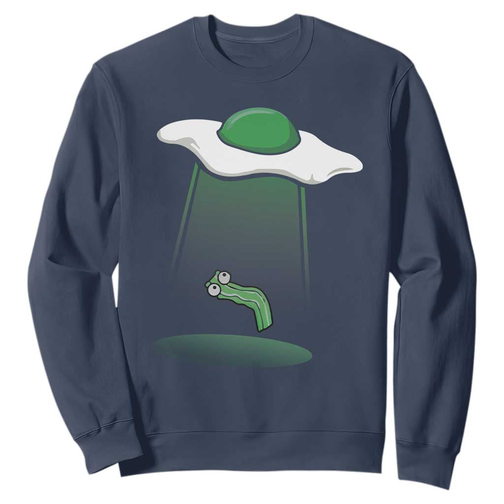 Funny Irish St Patricks Day Sweatshirt UFO Egg Bacon Abduction Funny TS10 Navy Print Your Wear