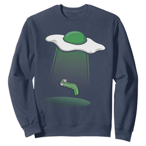 Funny Irish St Patricks Day Sweatshirt UFO Egg Bacon Abduction Funny TS10 Navy Print Your Wear