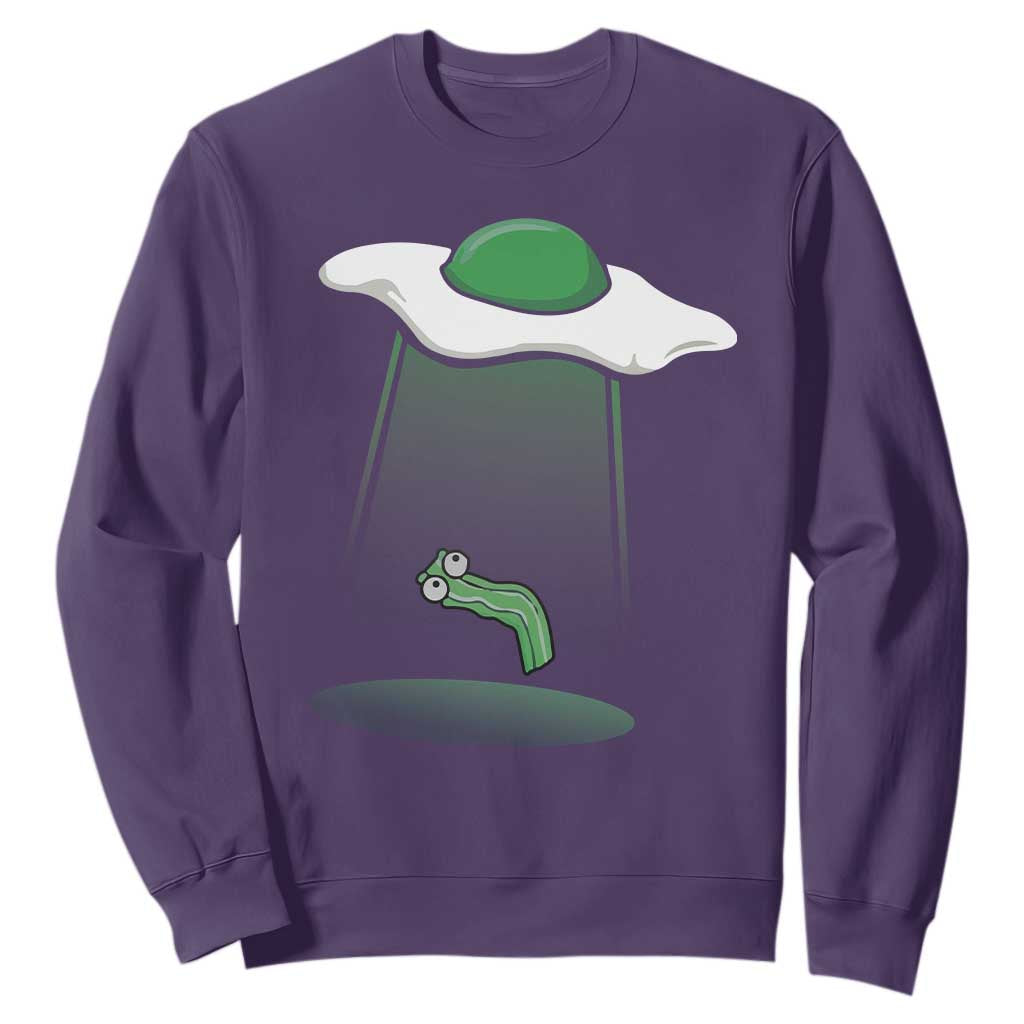 Funny Irish St Patricks Day Sweatshirt UFO Egg Bacon Abduction Funny TS10 Purple Print Your Wear