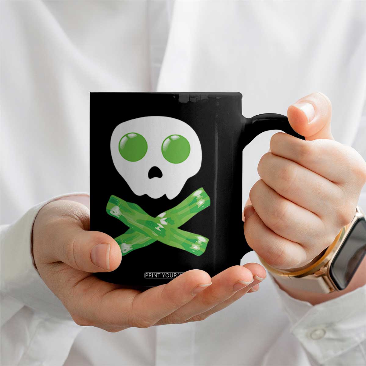 Funny St Patricks Day Coffee Mug Bacon & Eggs Skull & Crossbones TS10 Print Your Wear
