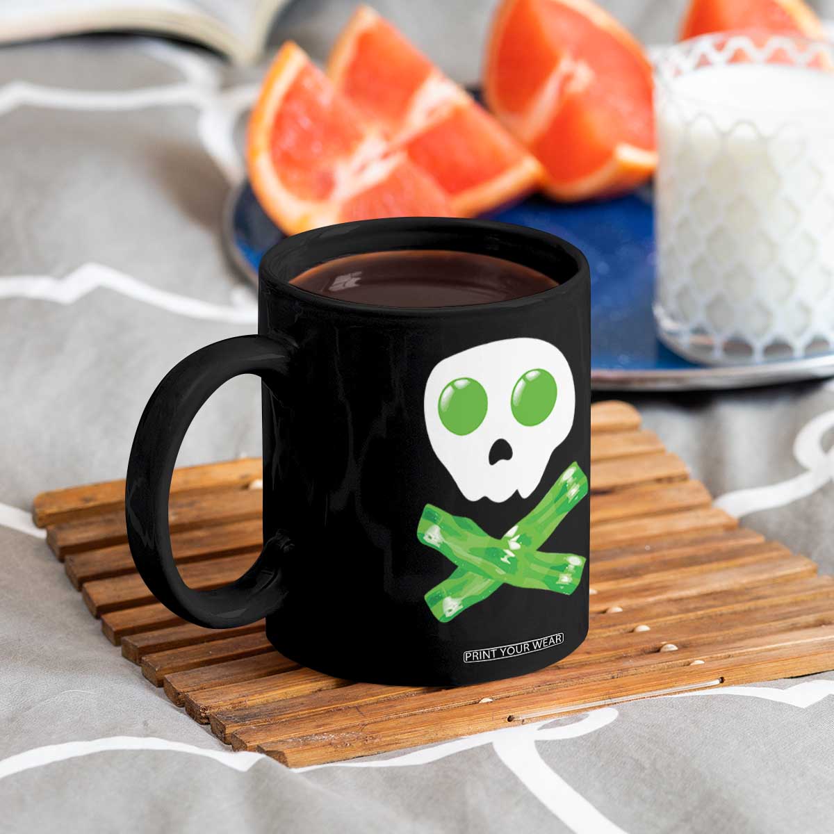 Funny St Patricks Day Coffee Mug Bacon & Eggs Skull & Crossbones TS10 Print Your Wear