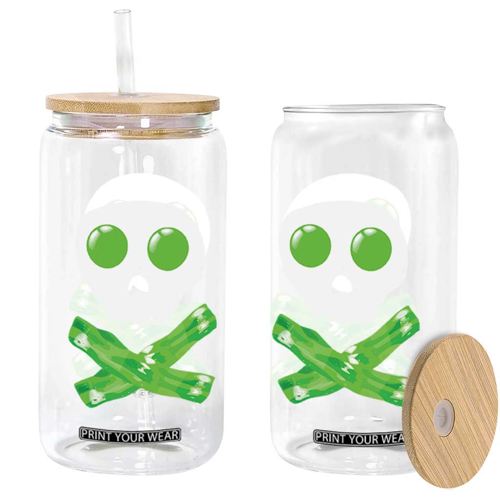 Funny St Patricks Day Glass Can Bacon & Eggs Skull & Crossbones TS10 Print Your Wear