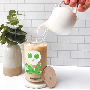 Funny St Patricks Day Glass Can Bacon & Eggs Skull & Crossbones TS10 Print Your Wear