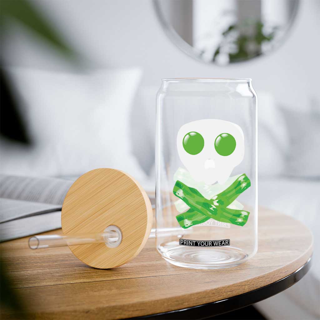 Funny St Patricks Day Glass Can Bacon & Eggs Skull & Crossbones TS10 Print Your Wear