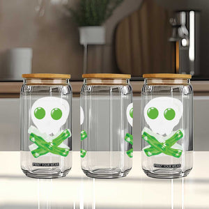 Funny St Patricks Day Glass Can Bacon & Eggs Skull & Crossbones TS10 Print Your Wear