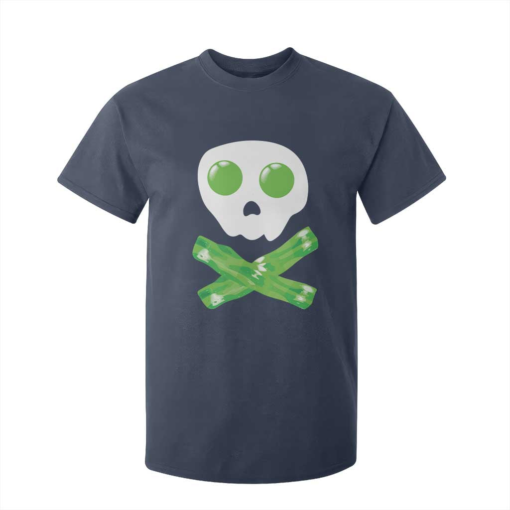 Funny St Patricks Day T Shirt For Kid Bacon & Eggs Skull & Crossbones TS10 Navy Print Your Wear