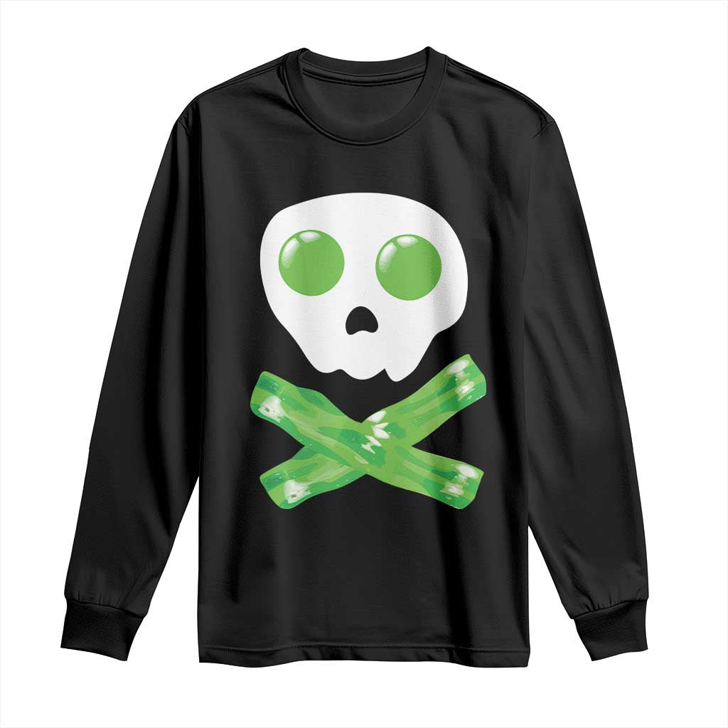 Funny St Patricks Day Long Sleeve Shirt Bacon & Eggs Skull & Crossbones TS10 Black Print Your Wear