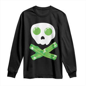 Funny St Patricks Day Long Sleeve Shirt Bacon & Eggs Skull & Crossbones TS10 Black Print Your Wear