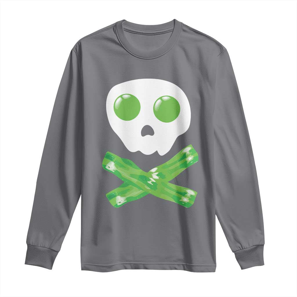 Funny St Patricks Day Long Sleeve Shirt Bacon & Eggs Skull & Crossbones TS10 Charcoal Print Your Wear