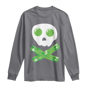 Funny St Patricks Day Long Sleeve Shirt Bacon & Eggs Skull & Crossbones TS10 Charcoal Print Your Wear