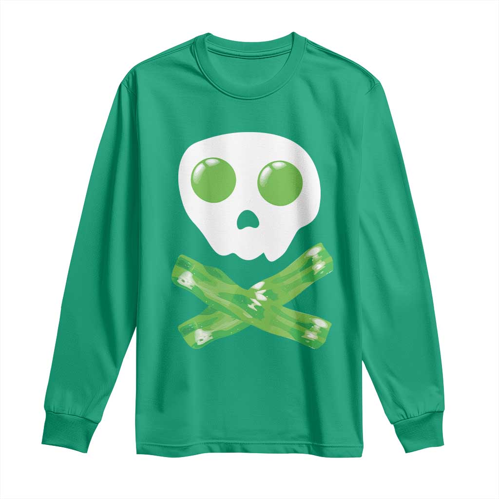 Funny St Patricks Day Long Sleeve Shirt Bacon & Eggs Skull & Crossbones TS10 Irish Green Print Your Wear