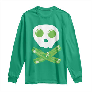 Funny St Patricks Day Long Sleeve Shirt Bacon & Eggs Skull & Crossbones TS10 Irish Green Print Your Wear