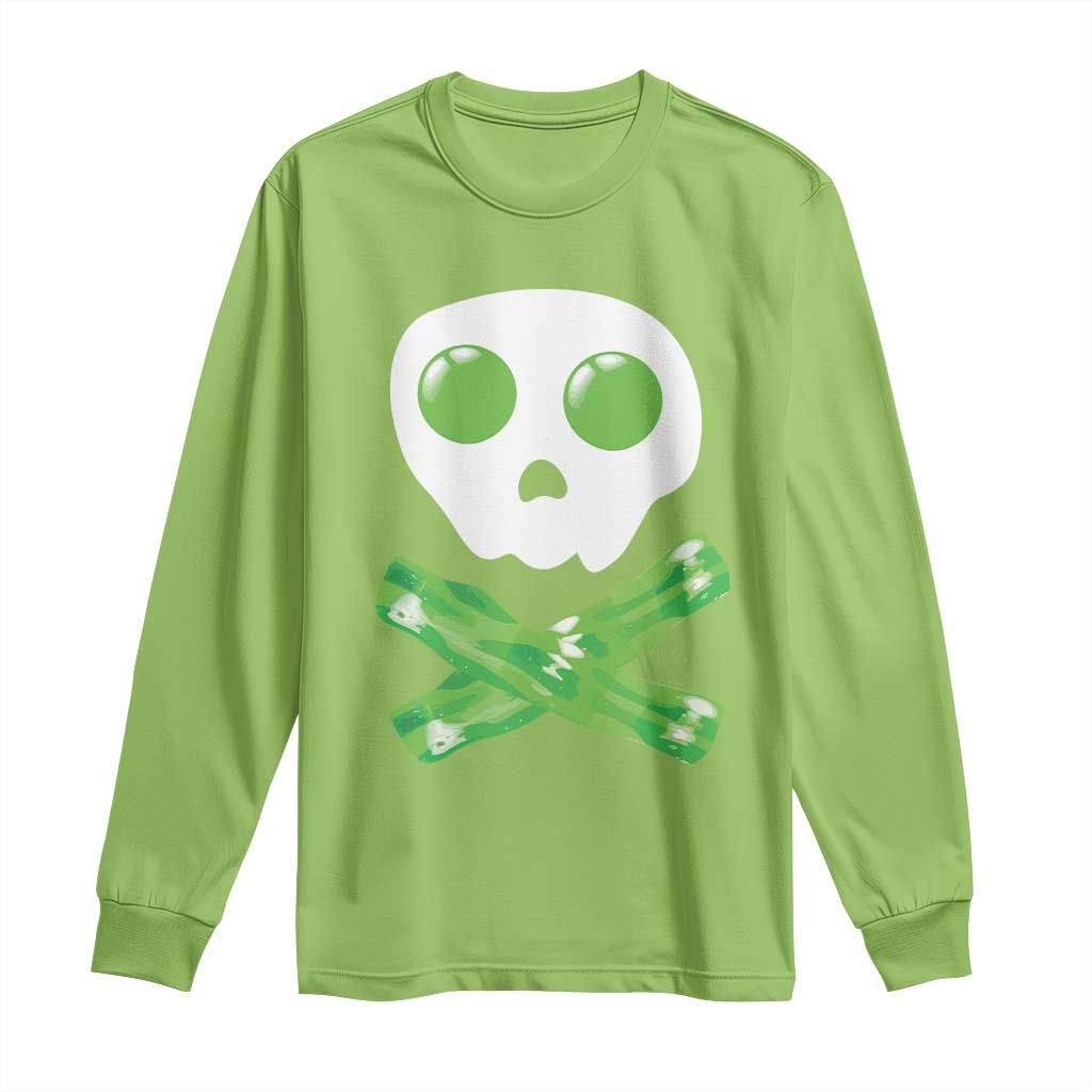 Funny St Patricks Day Long Sleeve Shirt Bacon & Eggs Skull & Crossbones TS10 Lime Print Your Wear