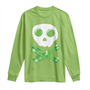 Funny St Patricks Day Long Sleeve Shirt Bacon & Eggs Skull & Crossbones TS10 Lime Print Your Wear