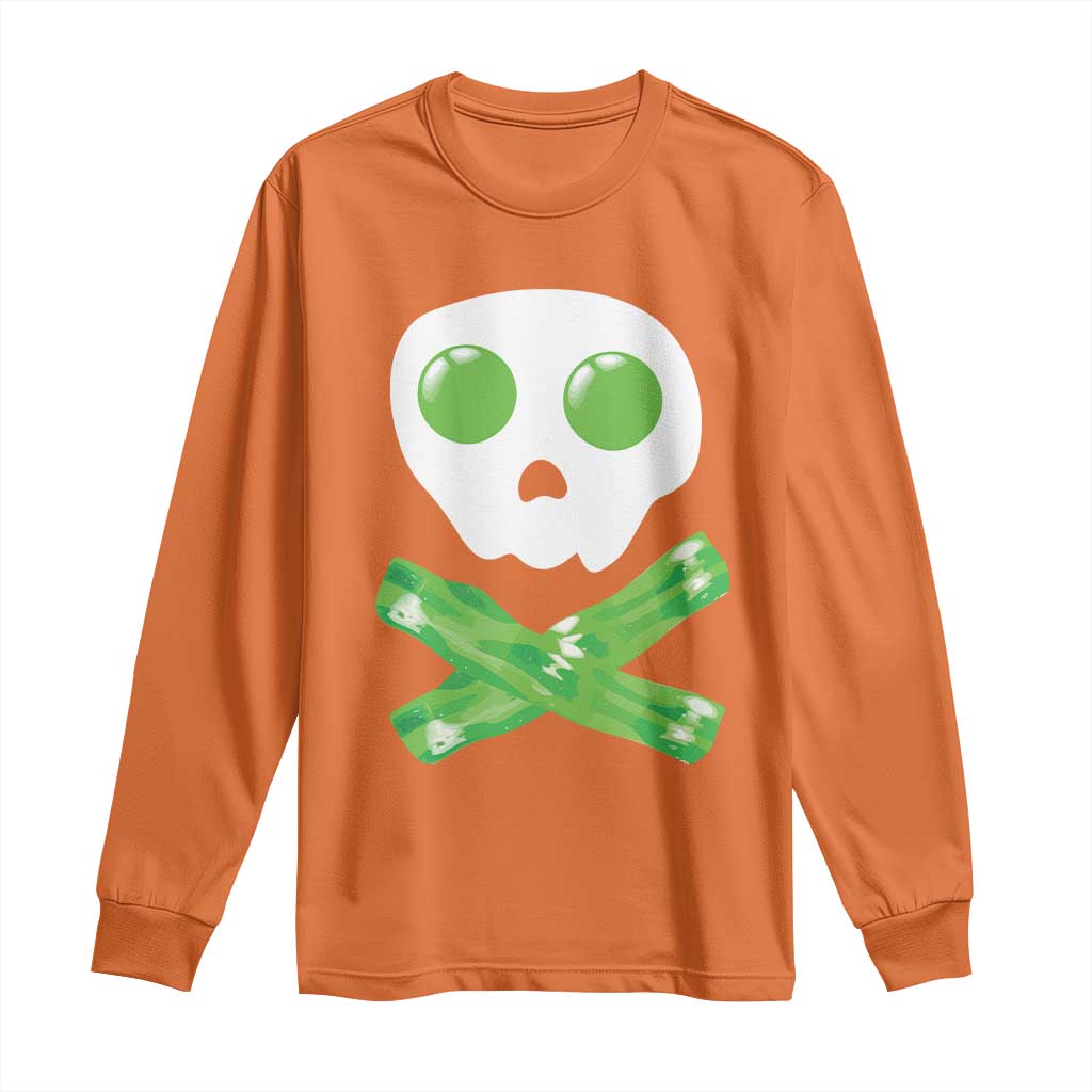 Funny St Patricks Day Long Sleeve Shirt Bacon & Eggs Skull & Crossbones TS10 Orange Print Your Wear