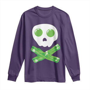 Funny St Patricks Day Long Sleeve Shirt Bacon & Eggs Skull & Crossbones TS10 Purple Print Your Wear