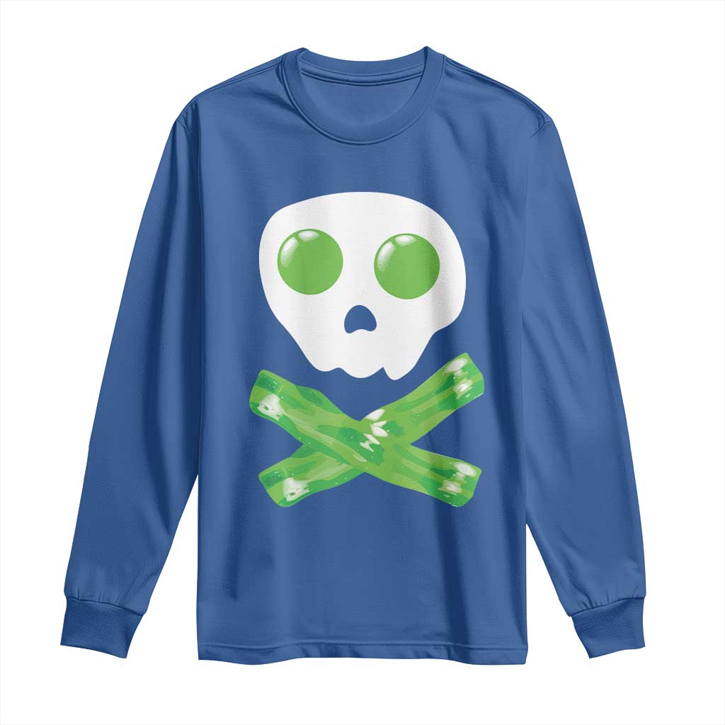 Funny St Patricks Day Long Sleeve Shirt Bacon & Eggs Skull & Crossbones TS10 Royal Blue Print Your Wear