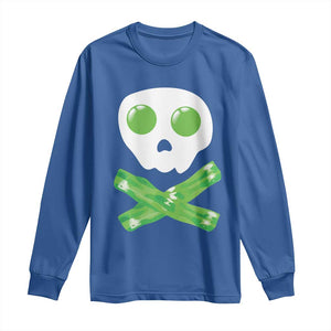 Funny St Patricks Day Long Sleeve Shirt Bacon & Eggs Skull & Crossbones TS10 Royal Blue Print Your Wear