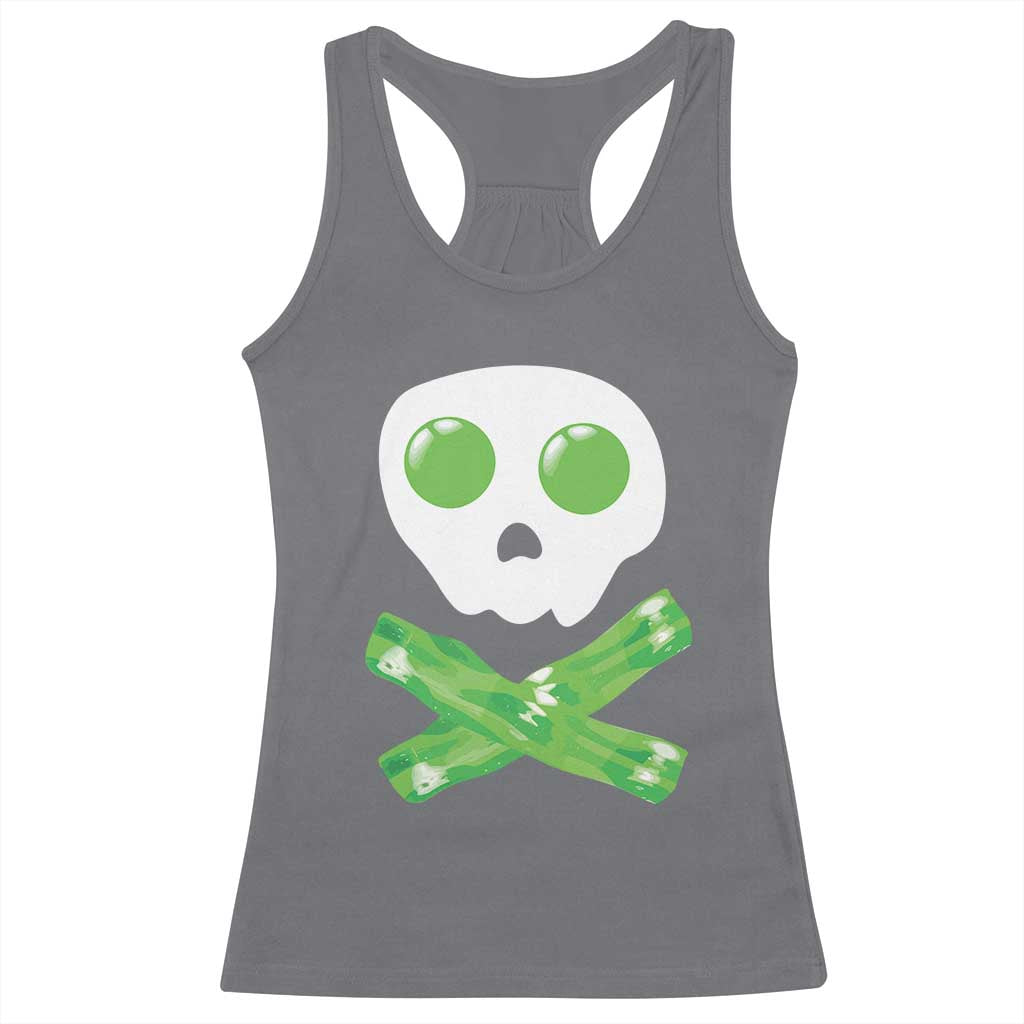 Funny St Patricks Day Racerback Tank Top Bacon & Eggs Skull & Crossbones TS10 Charcoal Print Your Wear