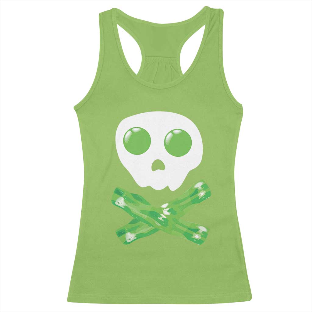 Funny St Patricks Day Racerback Tank Top Bacon & Eggs Skull & Crossbones TS10 Lime Print Your Wear