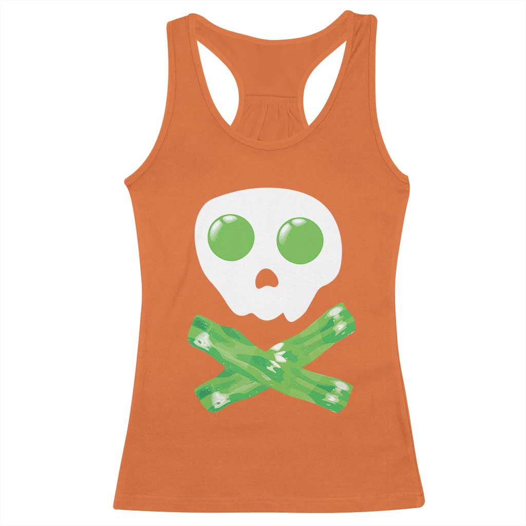Funny St Patricks Day Racerback Tank Top Bacon & Eggs Skull & Crossbones TS10 Orange Print Your Wear